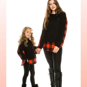 Woman, Sweater W/Plaid Contrast Hoodie,